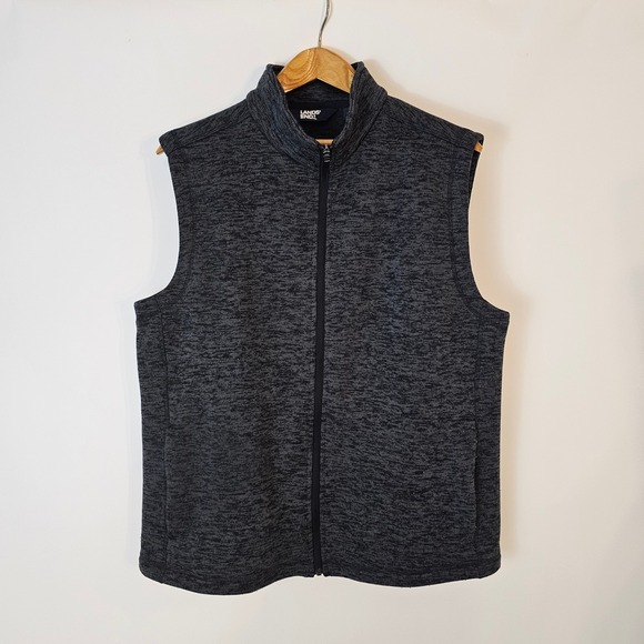 Lands End Mens Vest Full Zip Sleeveless Gray Heather Mock Neck L 42 44 - Picture 1 of 6
